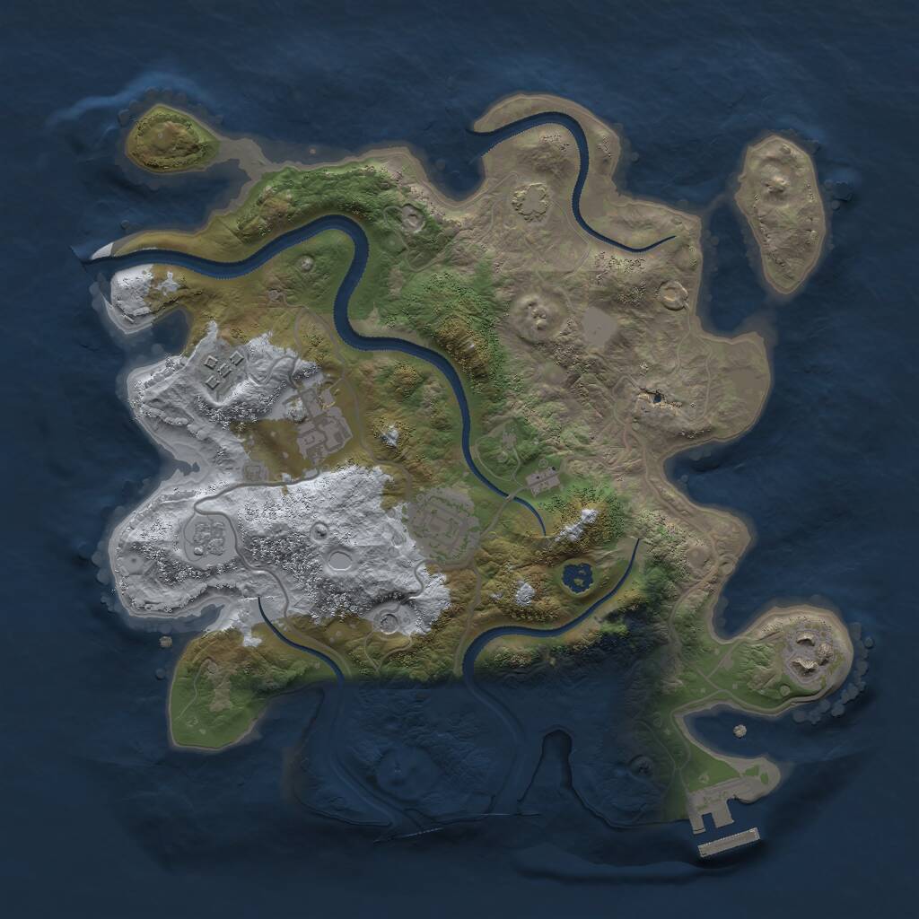 Rust Map: Procedural Map, Size: 3000, Seed: 1112100761, 9 Monuments