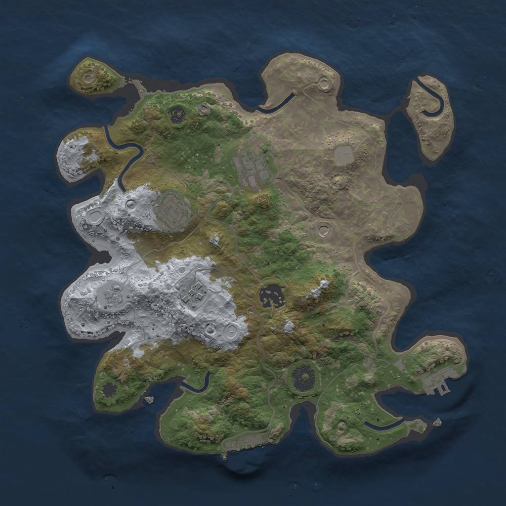 Rust Map: Procedural Map, Size: 3000, Seed: 1112100761, 13 Monuments