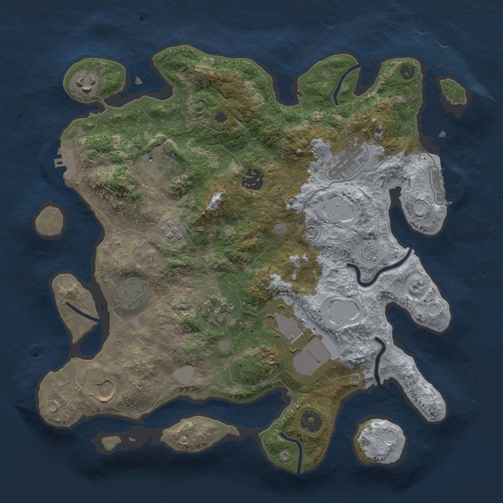 Rust Map: Procedural Map, Size: 3500, Seed: 126651072, 18 Monuments