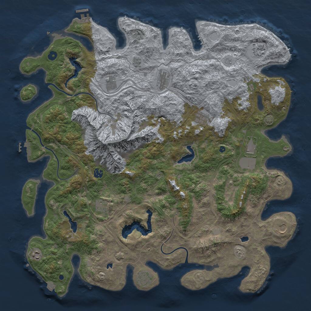 Rust Map: Procedural Map, Size: 5000, Seed: 984561, 17 Monuments