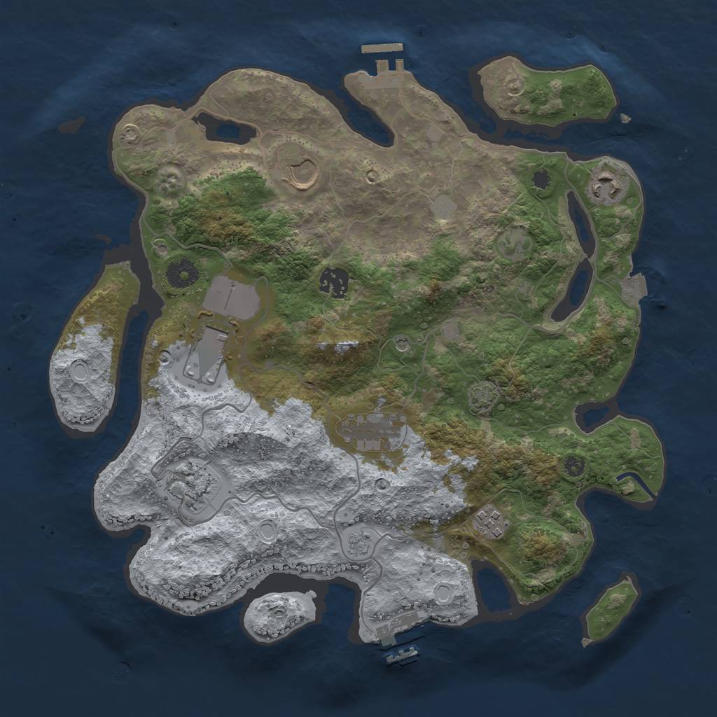 Rust Map: Procedural Map, Size: 3500, Seed: 1615116783, 15 Monuments