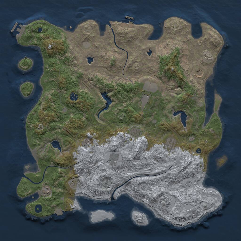 Rust Map: Procedural Map, Size: 4500, Seed: 409869937, 16 Monuments