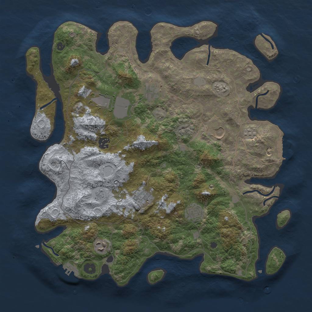 Rust Map: Procedural Map, Size: 4000, Seed: 1094056206, 17 Monuments
