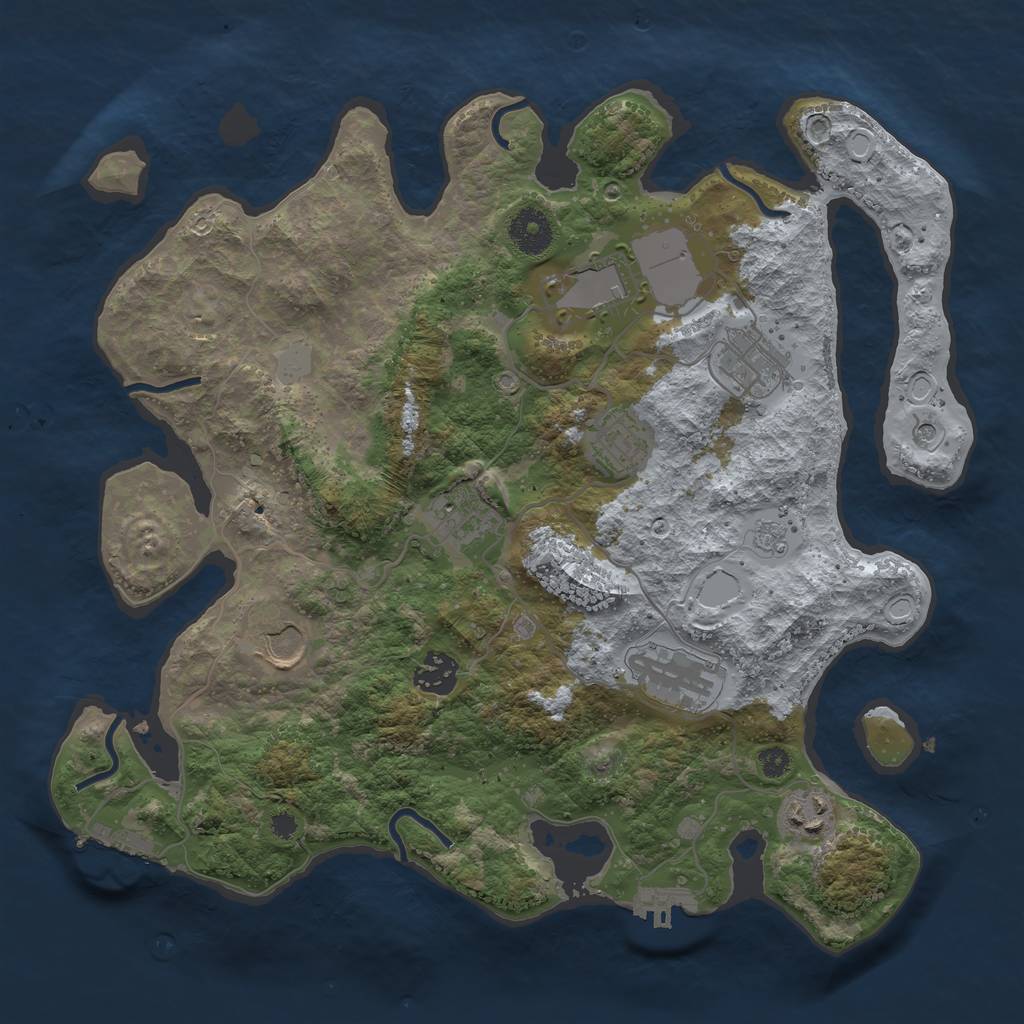 Rust Map: Procedural Map, Size: 3500, Seed: 944698164, 17 Monuments