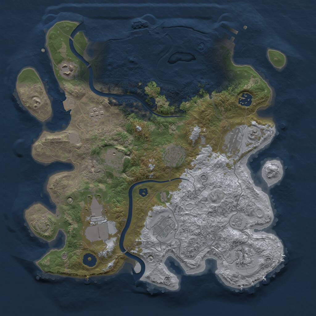 Rust Map: Procedural Map, Size: 3500, Seed: 262070341, 15 Monuments