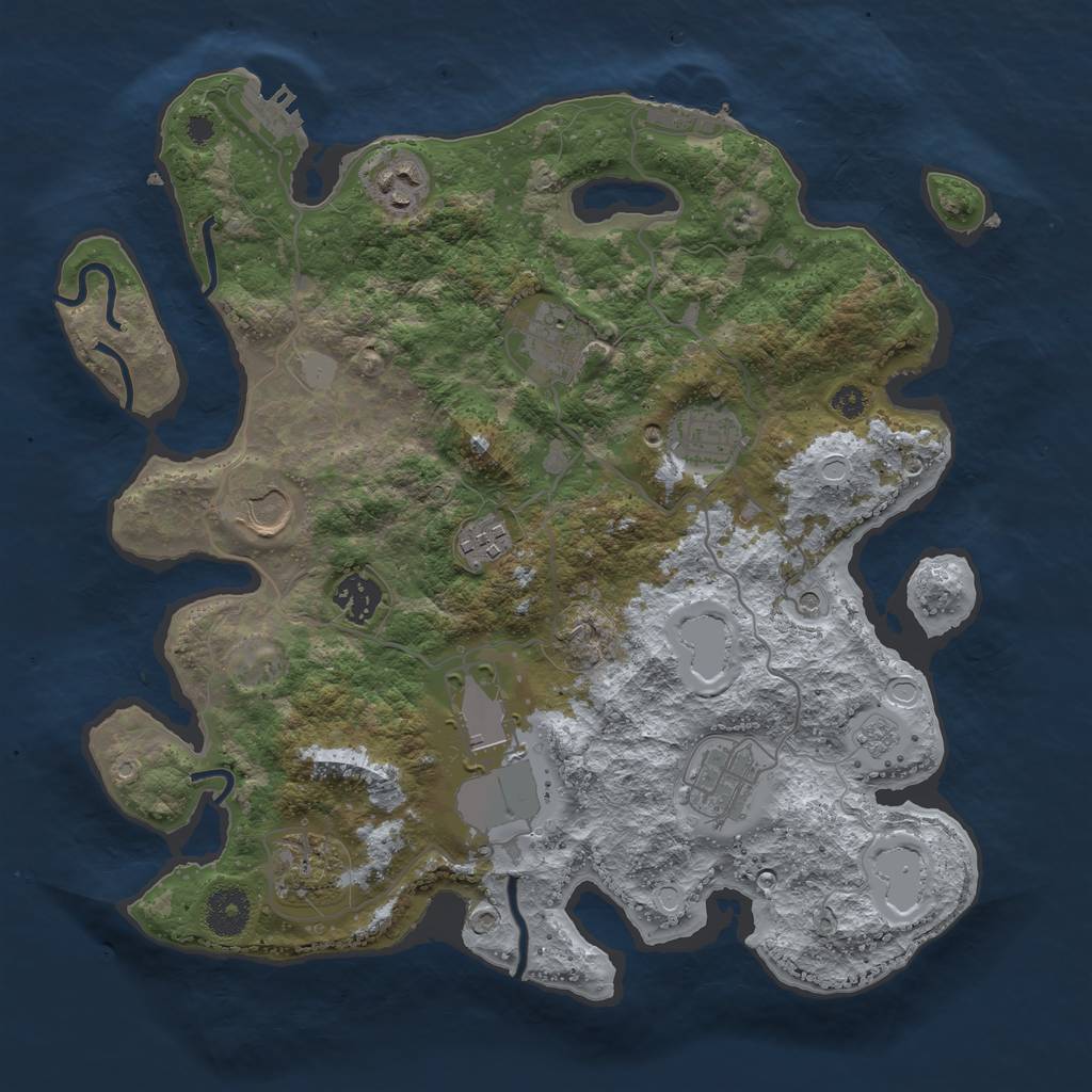Rust Map: Procedural Map, Size: 3500, Seed: 262070341, 18 Monuments