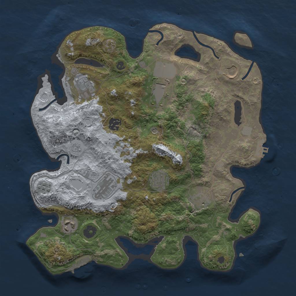 Rust Map: Procedural Map, Size: 3500, Seed: 512154, 18 Monuments