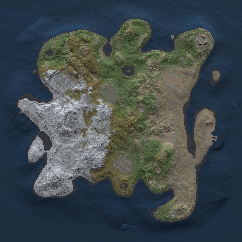 Rust Map: Procedural Map, Size: 3000, Seed: 75231450, 15 Monuments