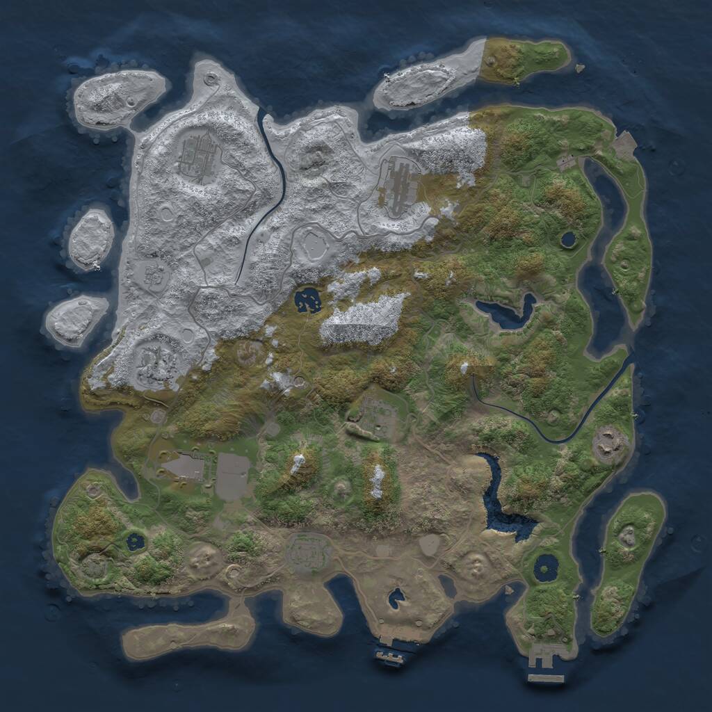 Rust Map: Procedural Map, Size: 4000, Seed: 924374874, 14 Monuments