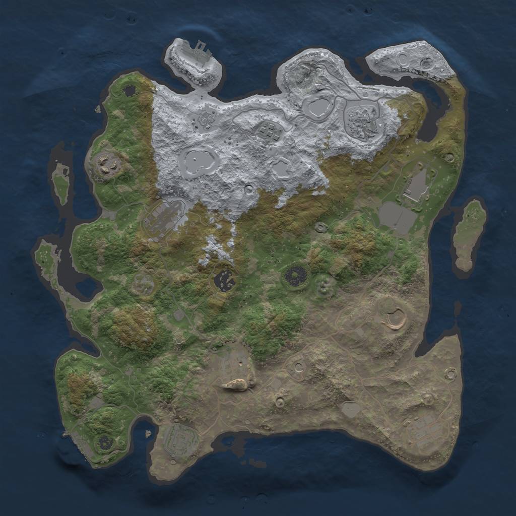 Rust Map: Procedural Map, Size: 3700, Seed: 63791, 19 Monuments
