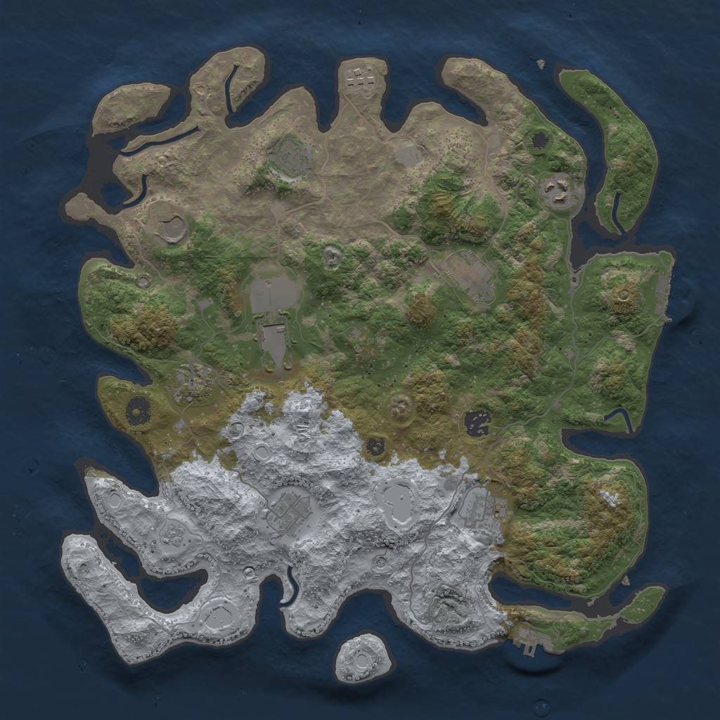 Rust Map: Procedural Map, Size: 3950, Seed: 216021884, 19 Monuments