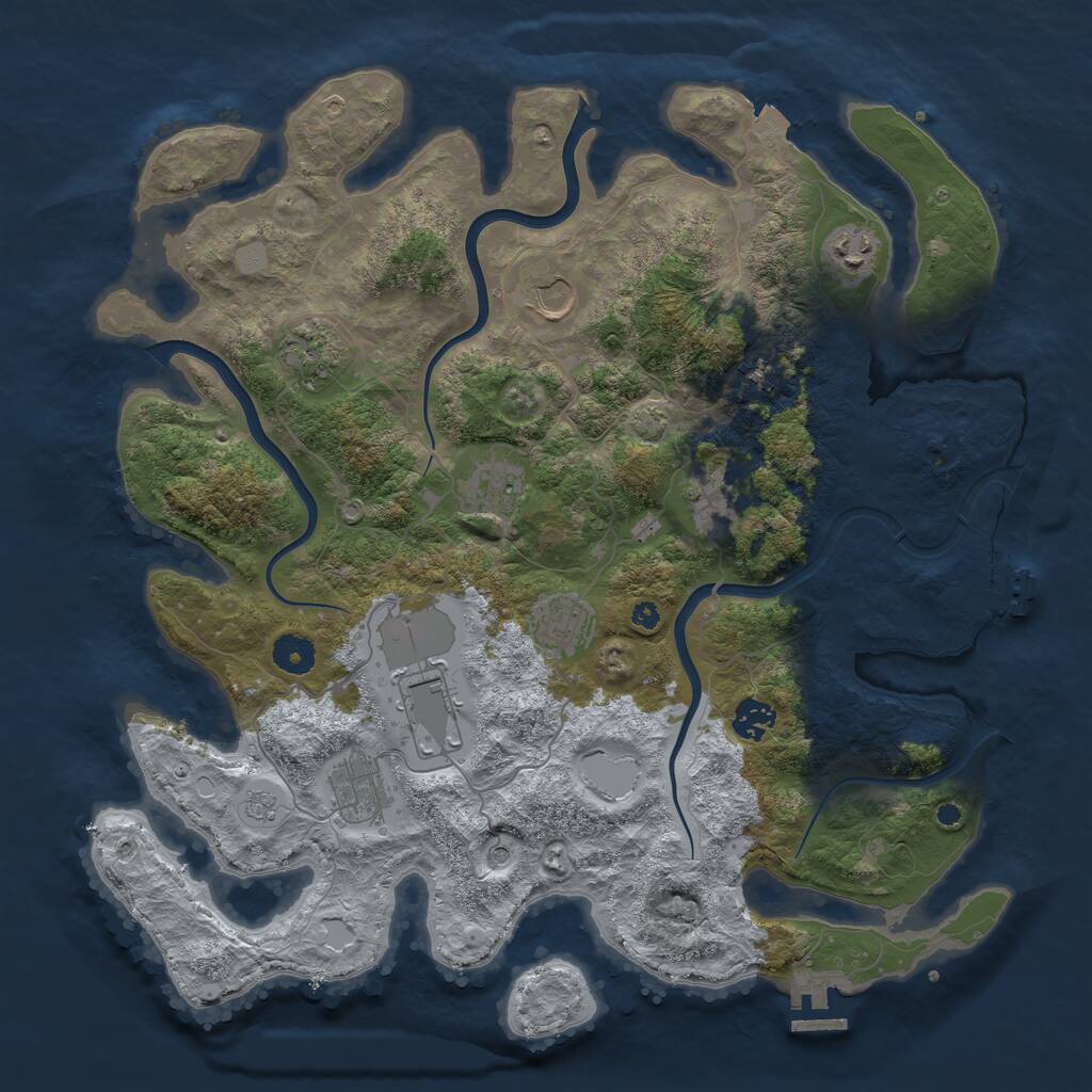 Rust Map: Procedural Map, Size: 3950, Seed: 216021884, 16 Monuments