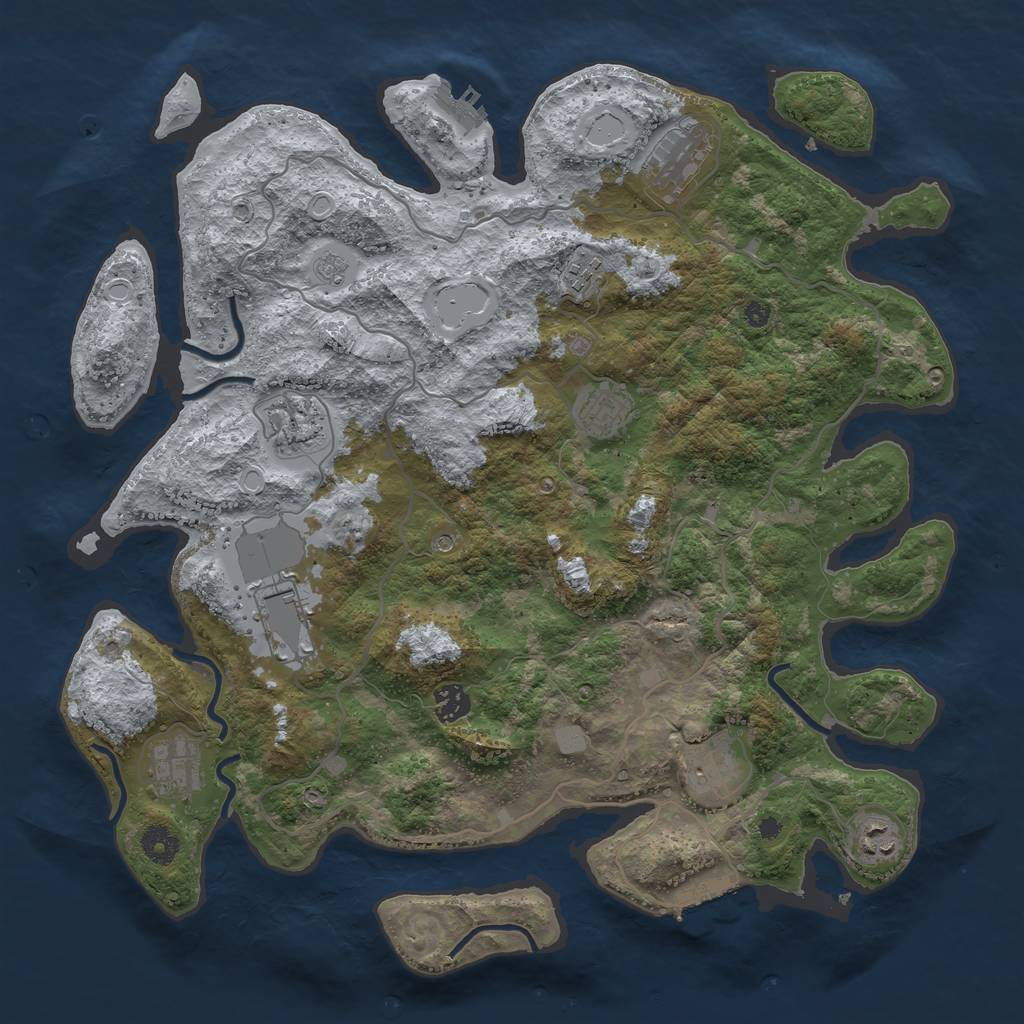 Rust Map: Procedural Map, Size: 4000, Seed: 61221, 18 Monuments