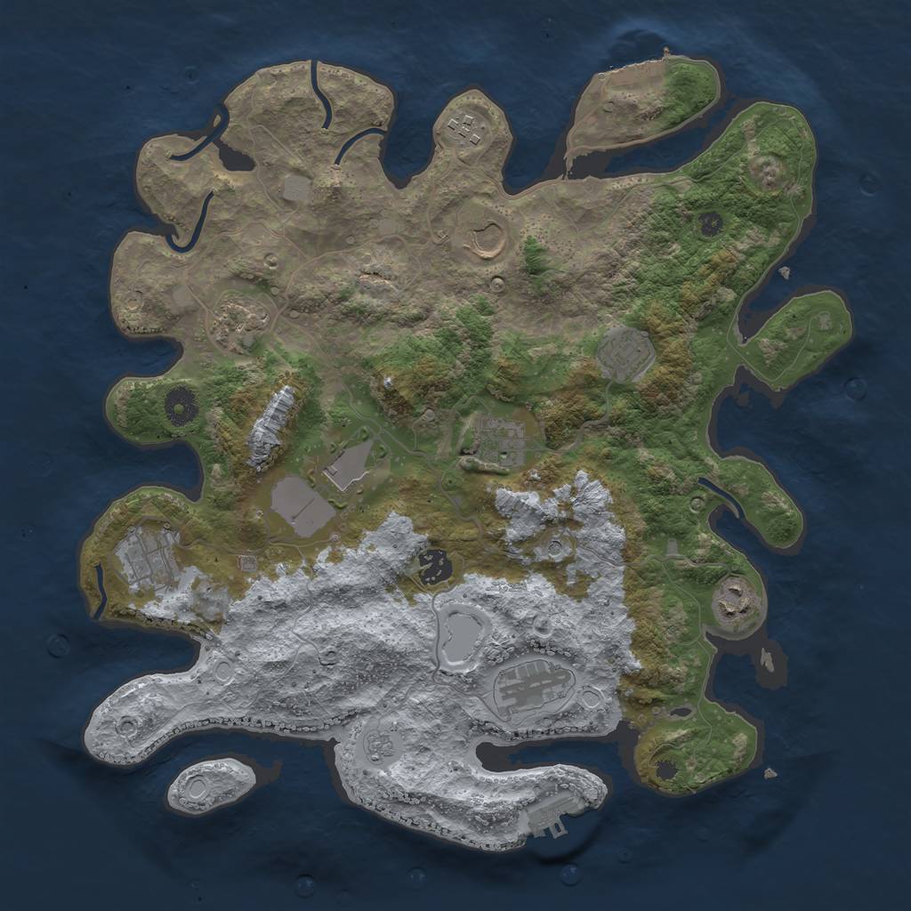 Rust Map: Procedural Map, Size: 3800, Seed: 100250, 19 Monuments