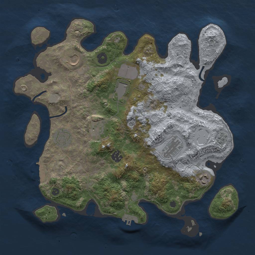 Rust Map: Procedural Map, Size: 3500, Seed: 14974722, 17 Monuments