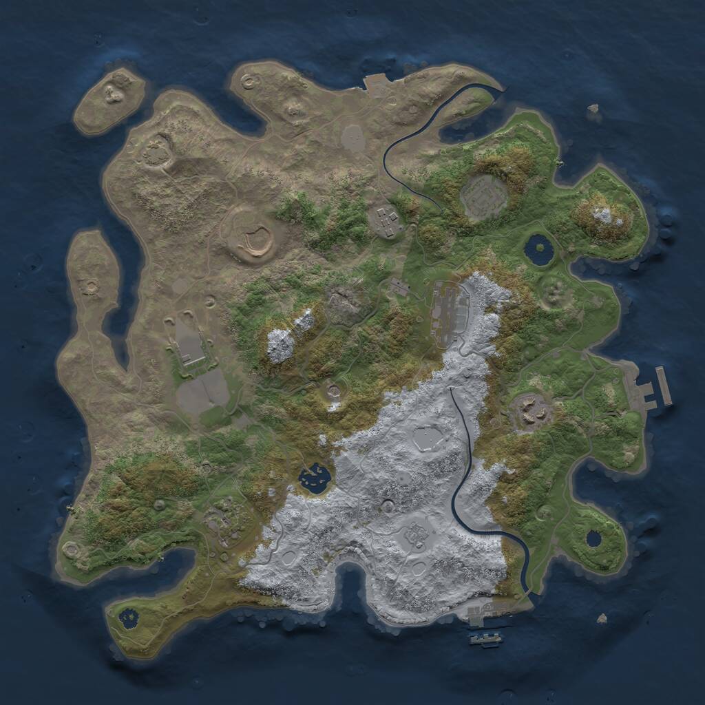 Rust Map: Procedural Map, Size: 3600, Seed: 1057847538, 14 Monuments