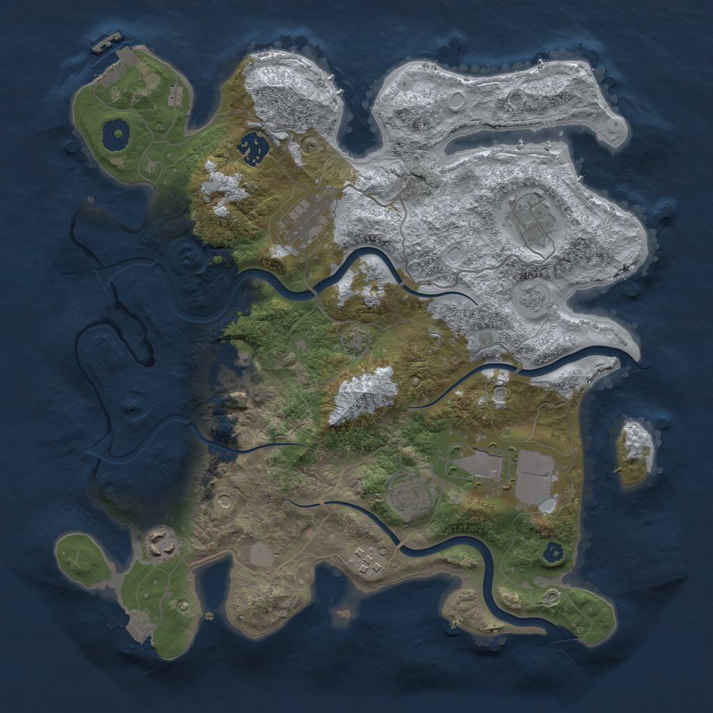 Rust Map: Procedural Map, Size: 3500, Seed: 1952383916, 13 Monuments