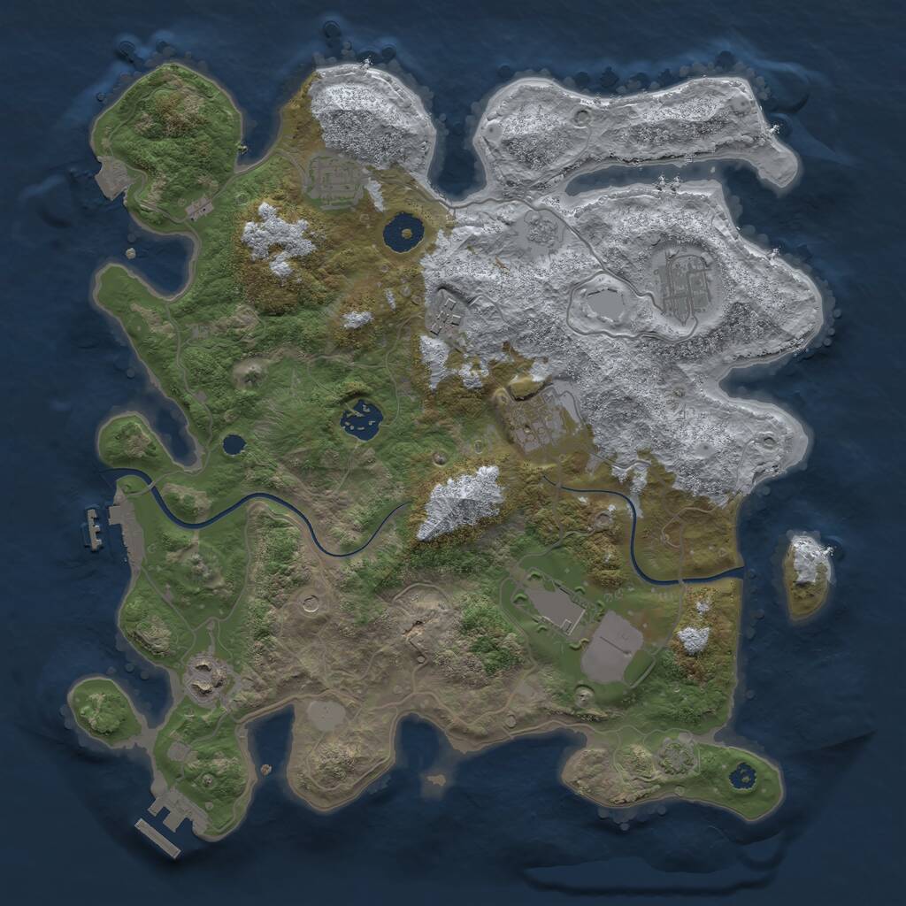 Rust Map: Procedural Map, Size: 3500, Seed: 1952383916, 13 Monuments