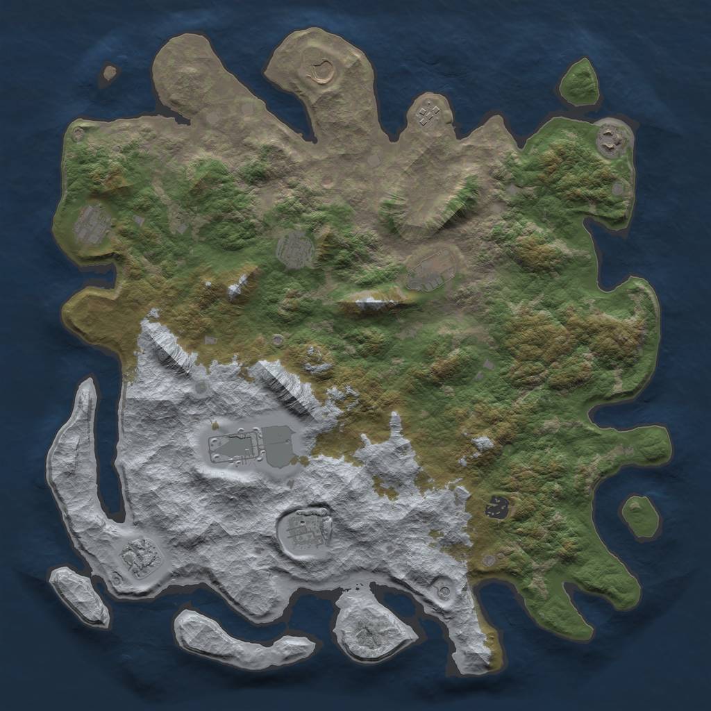 Rust Map: Barren, Size: 4500, Seed: 319622631, 13 Monuments