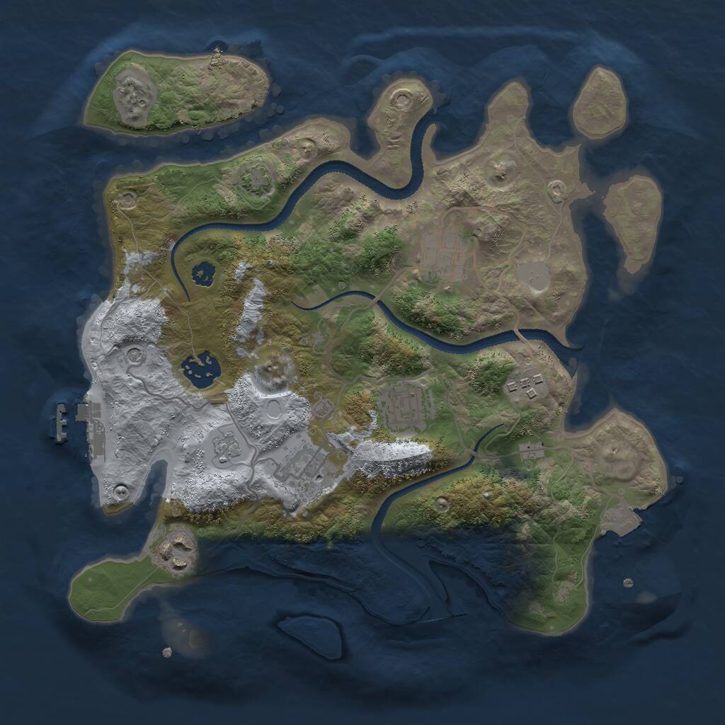 Rust Map: Procedural Map, Size: 3000, Seed: 672695645, 11 Monuments