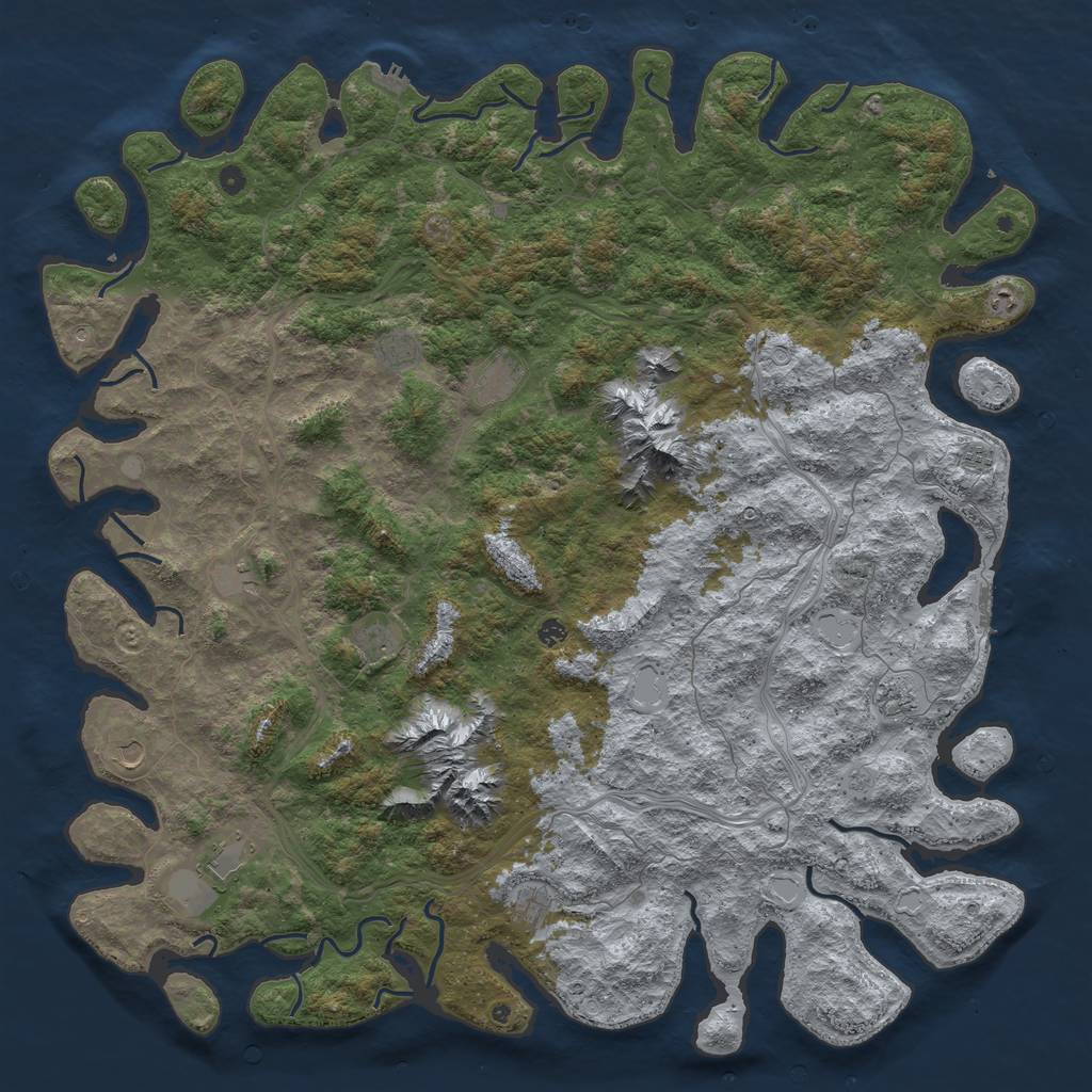Rust Map: Procedural Map, Size: 6000, Seed: 640861101, 20 Monuments
