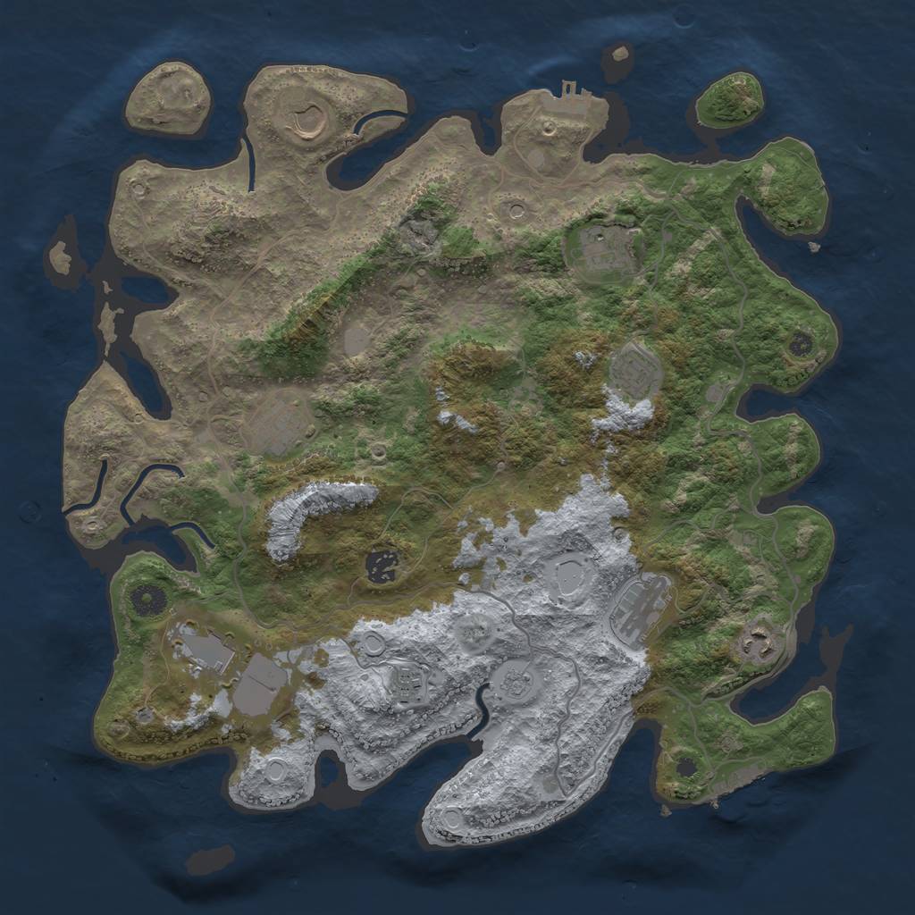 Rust Map: Procedural Map, Size: 4000, Seed: 620275365, 18 Monuments
