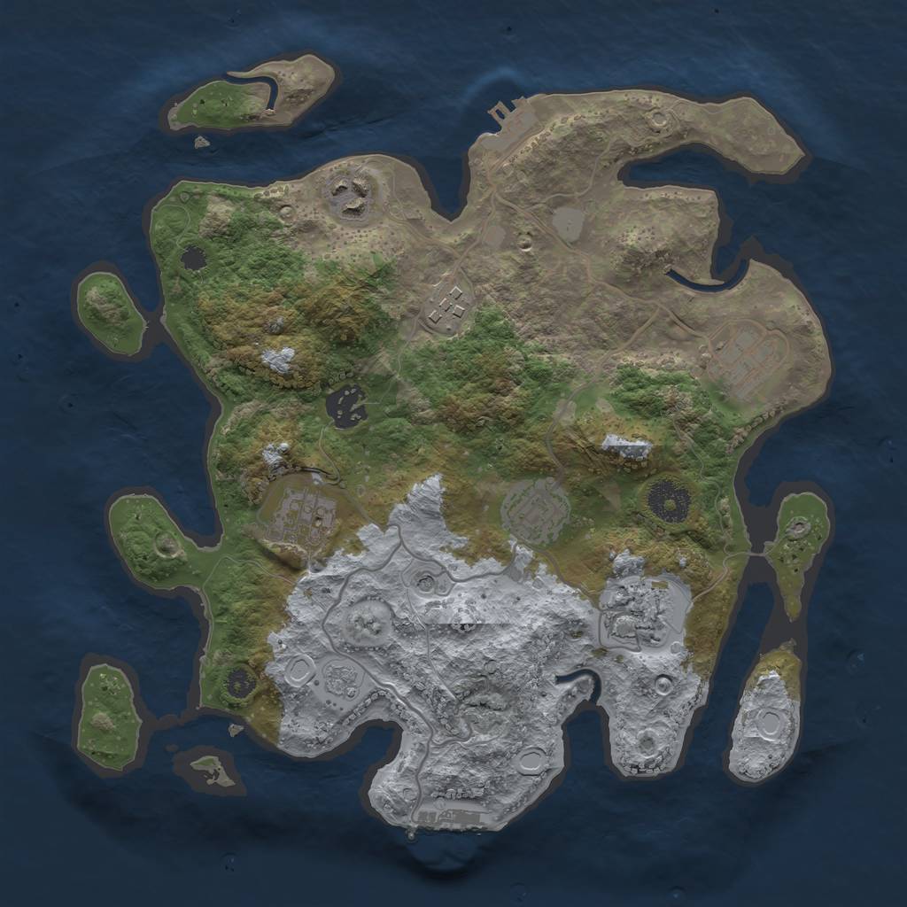 Rust Map: Procedural Map, Size: 3200, Seed: 52083315, 16 Monuments
