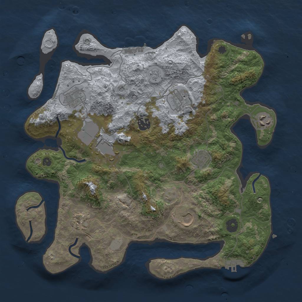 Rust Map: Procedural Map, Size: 3500, Seed: 1873330981, 17 Monuments