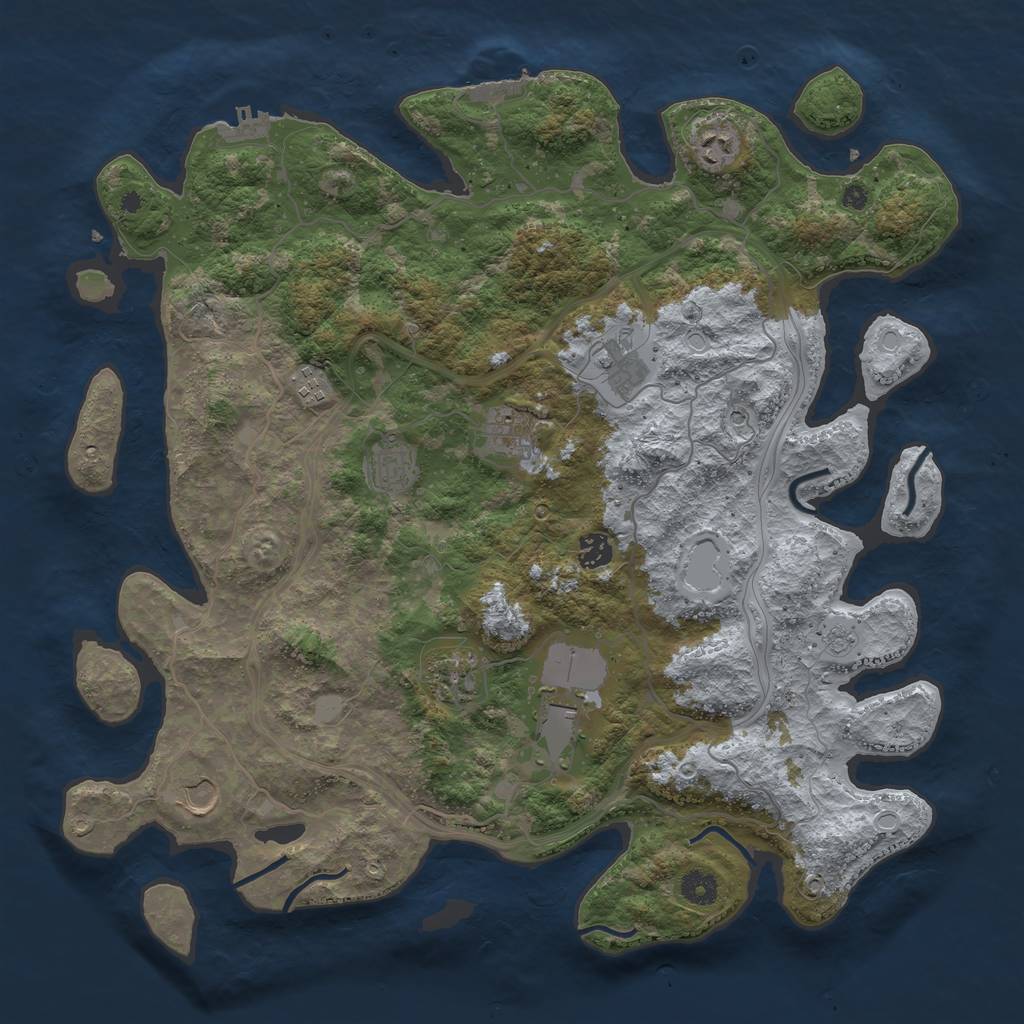 Rust Map: Procedural Map, Size: 4250, Seed: 1821858245, 18 Monuments