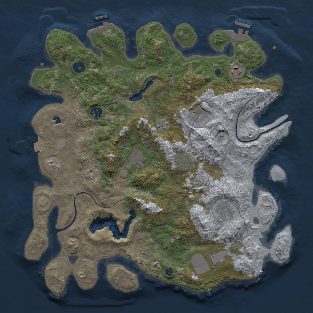 Rust Map: Procedural Map, Size: 4000, Seed: 68843689, 14 Monuments