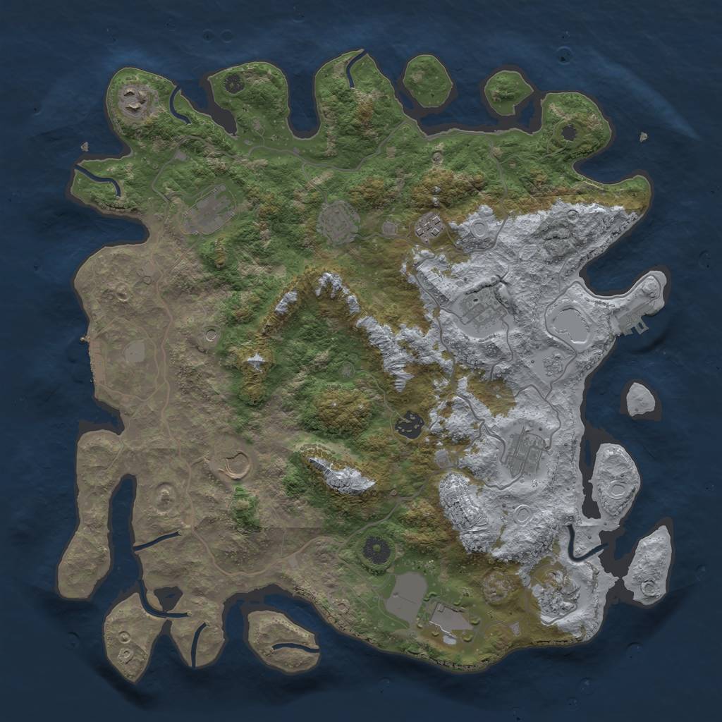 Rust Map: Procedural Map, Size: 4000, Seed: 68843689, 19 Monuments