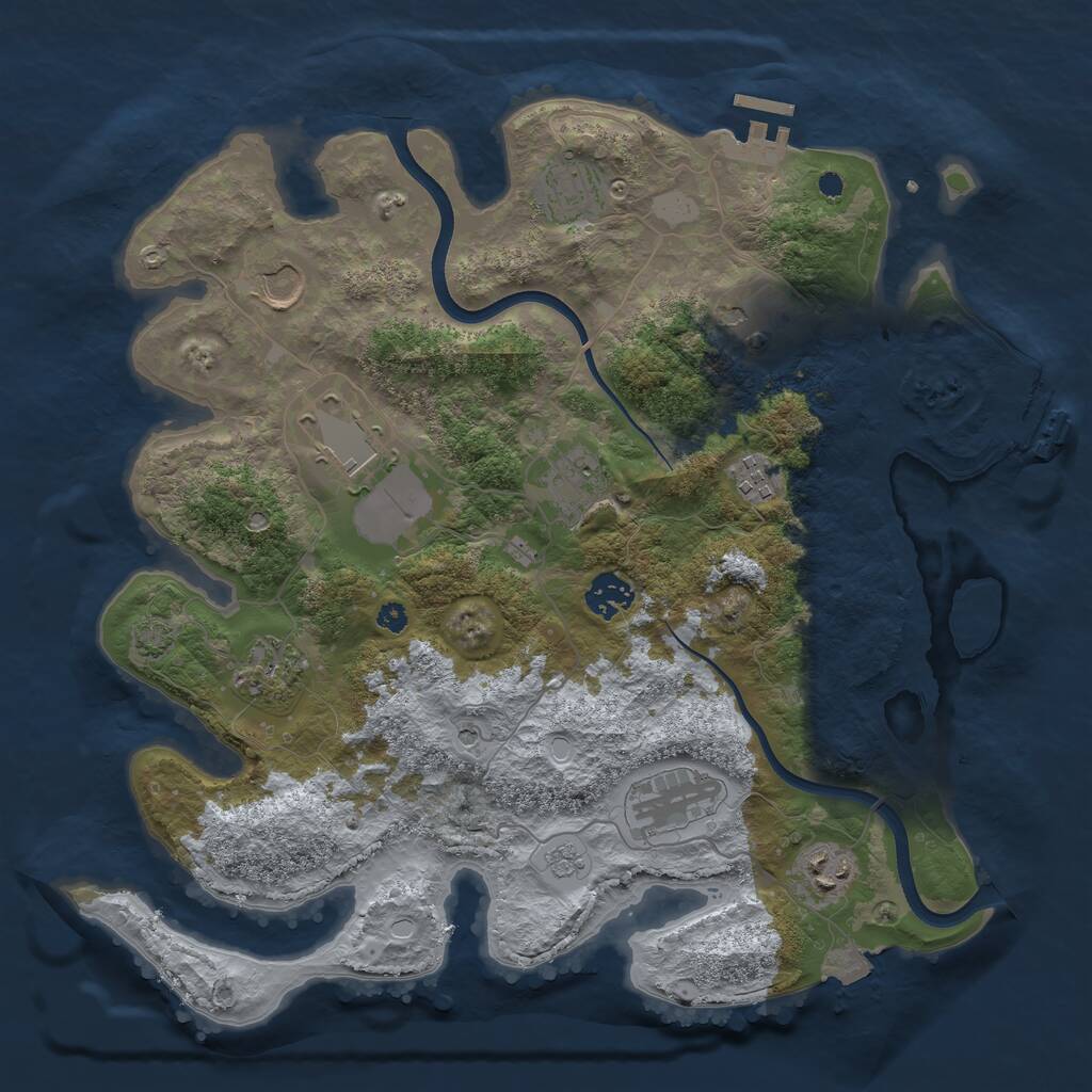 Rust Map: Procedural Map, Size: 3626, Seed: 993459, 16 Monuments