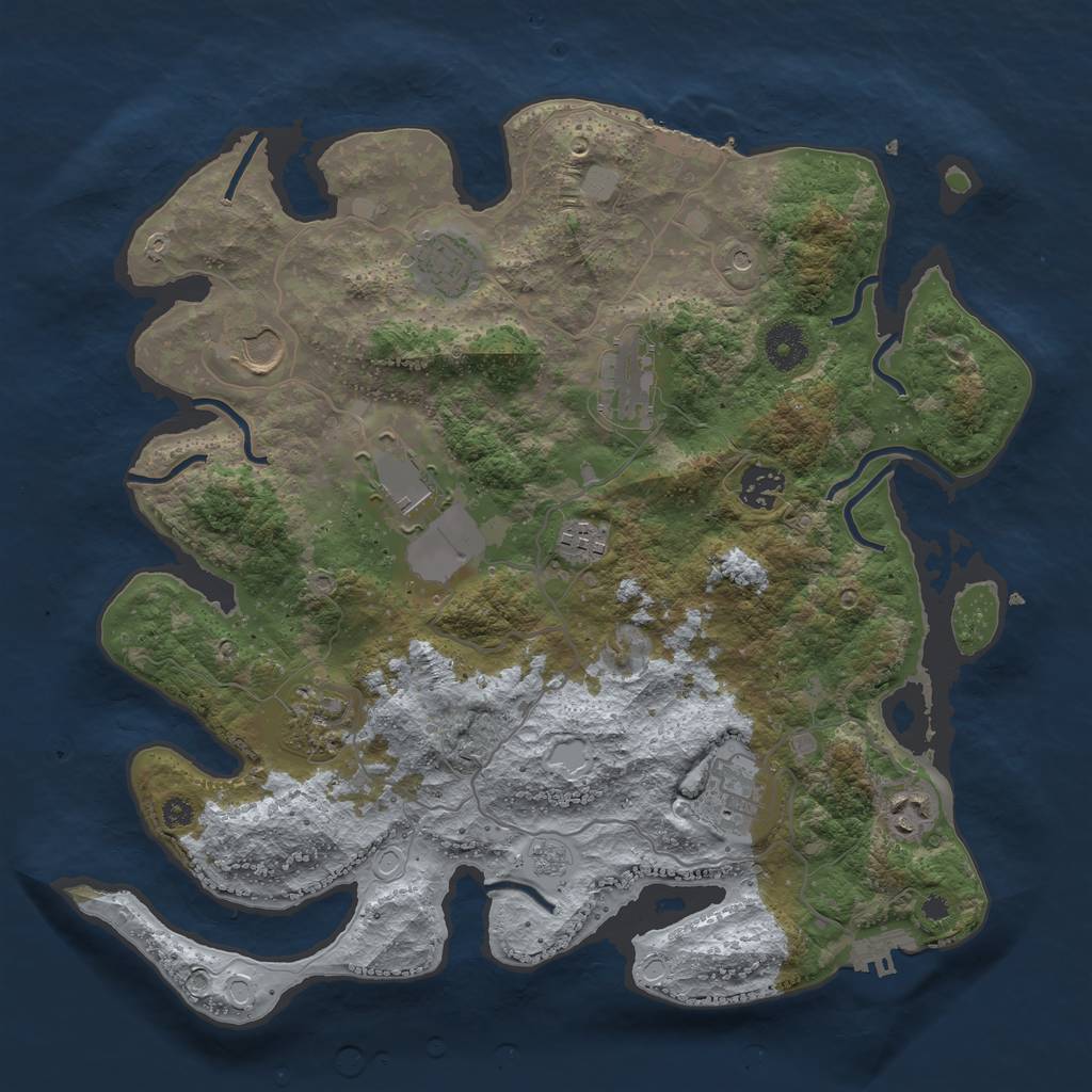 Rust Map: Procedural Map, Size: 3626, Seed: 993459, 18 Monuments