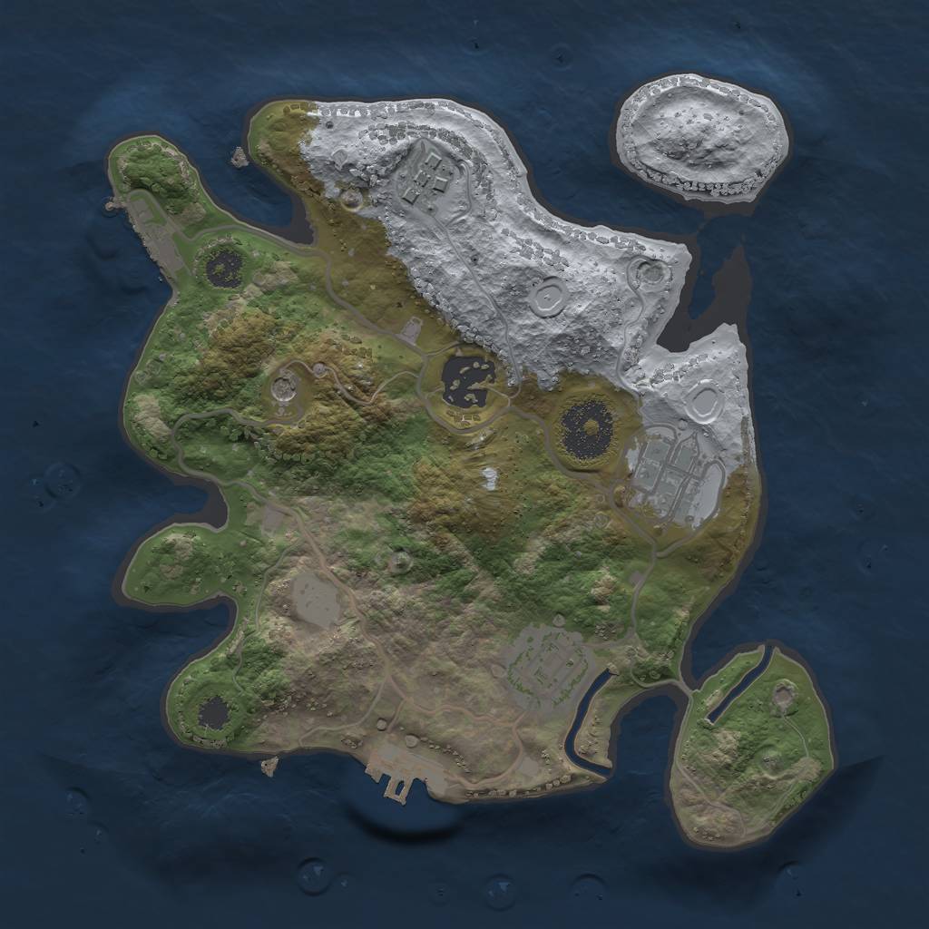 Rust Map: Procedural Map, Size: 2500, Seed: 1424217604, 12 Monuments