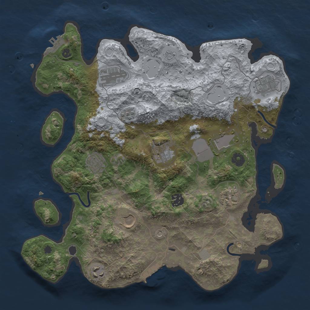 Rust Map: Procedural Map, Size: 3500, Seed: 812927698, 19 Monuments