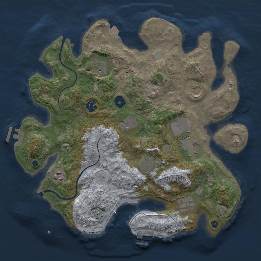 Rust Map: Procedural Map, Size: 3500, Seed: 383370422, 15 Monuments