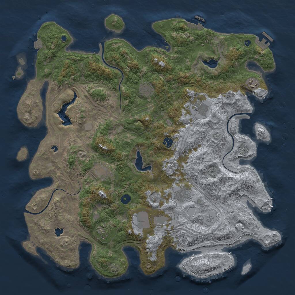Rust Map: Procedural Map, Size: 4500, Seed: 1999999999, 15 Monuments