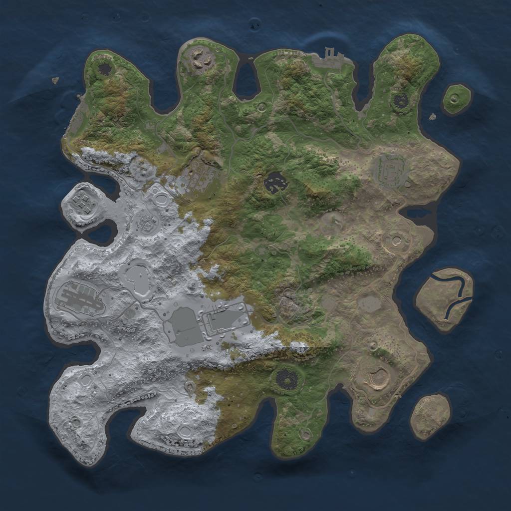Rust Map: Procedural Map, Size: 3500, Seed: 103199, 17 Monuments
