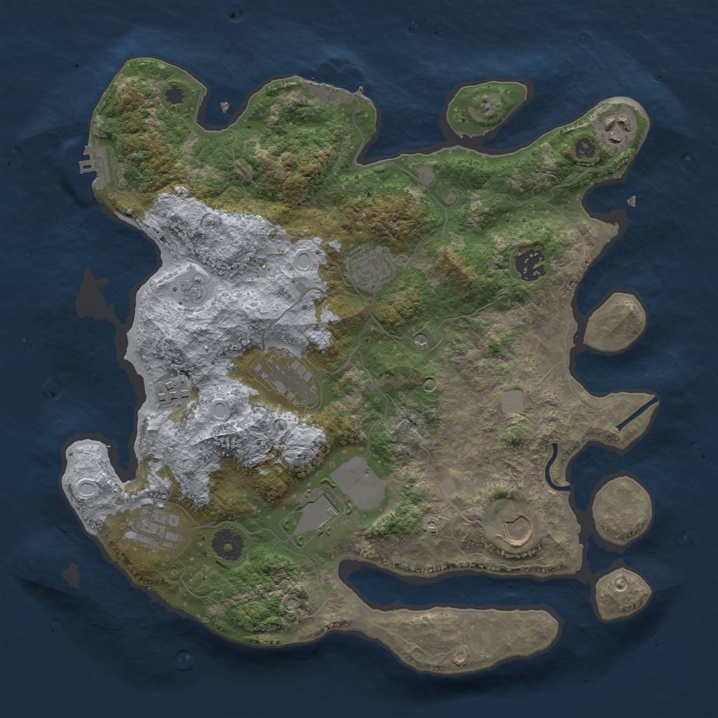 Rust Map: Procedural Map, Size: 3500, Seed: 596547789, 17 Monuments