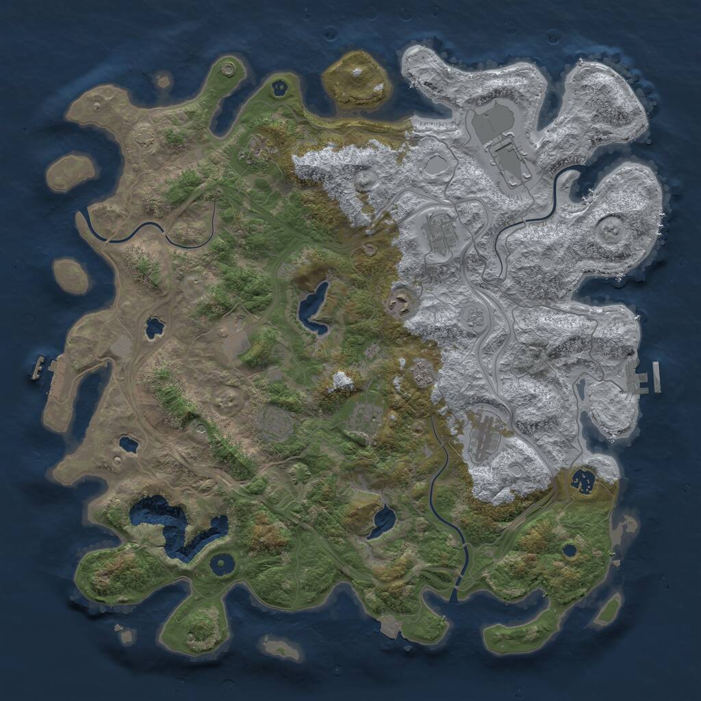 Rust Map: Procedural Map, Size: 4500, Seed: 19781024, 16 Monuments