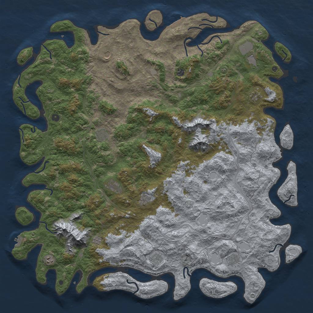 Rust Map: Procedural Map, Size: 6000, Seed: 65432, 20 Monuments
