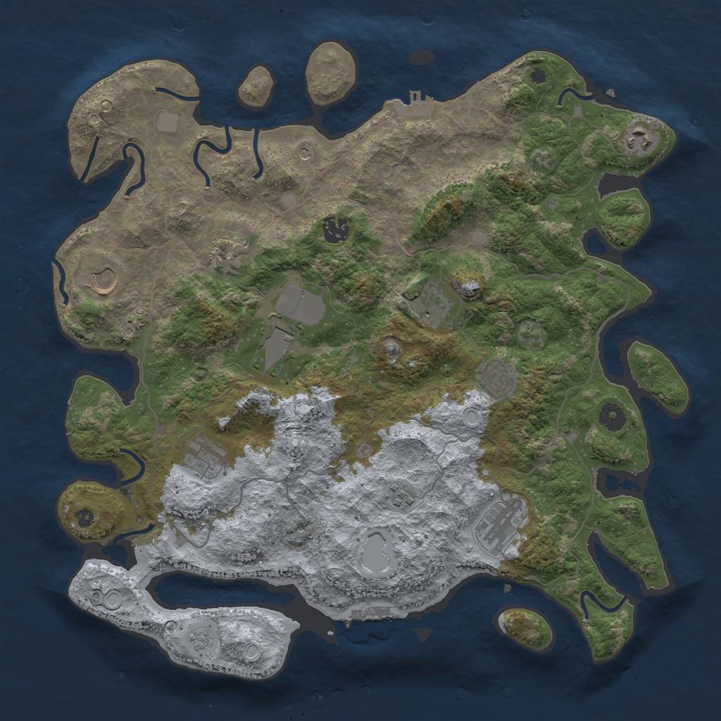 Rust Map: Procedural Map, Size: 4000, Seed: 763066400, 19 Monuments
