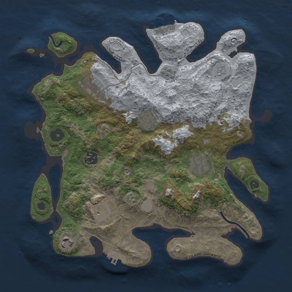Rust Map: Procedural Map, Size: 3250, Seed: 750178267, 16 Monuments