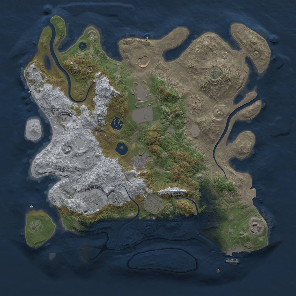 Rust Map: Procedural Map, Size: 3700, Seed: 21009, 14 Monuments