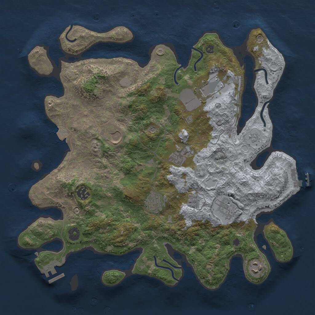 Rust Map: Procedural Map, Size: 3700, Seed: 1343540213, 14 Monuments