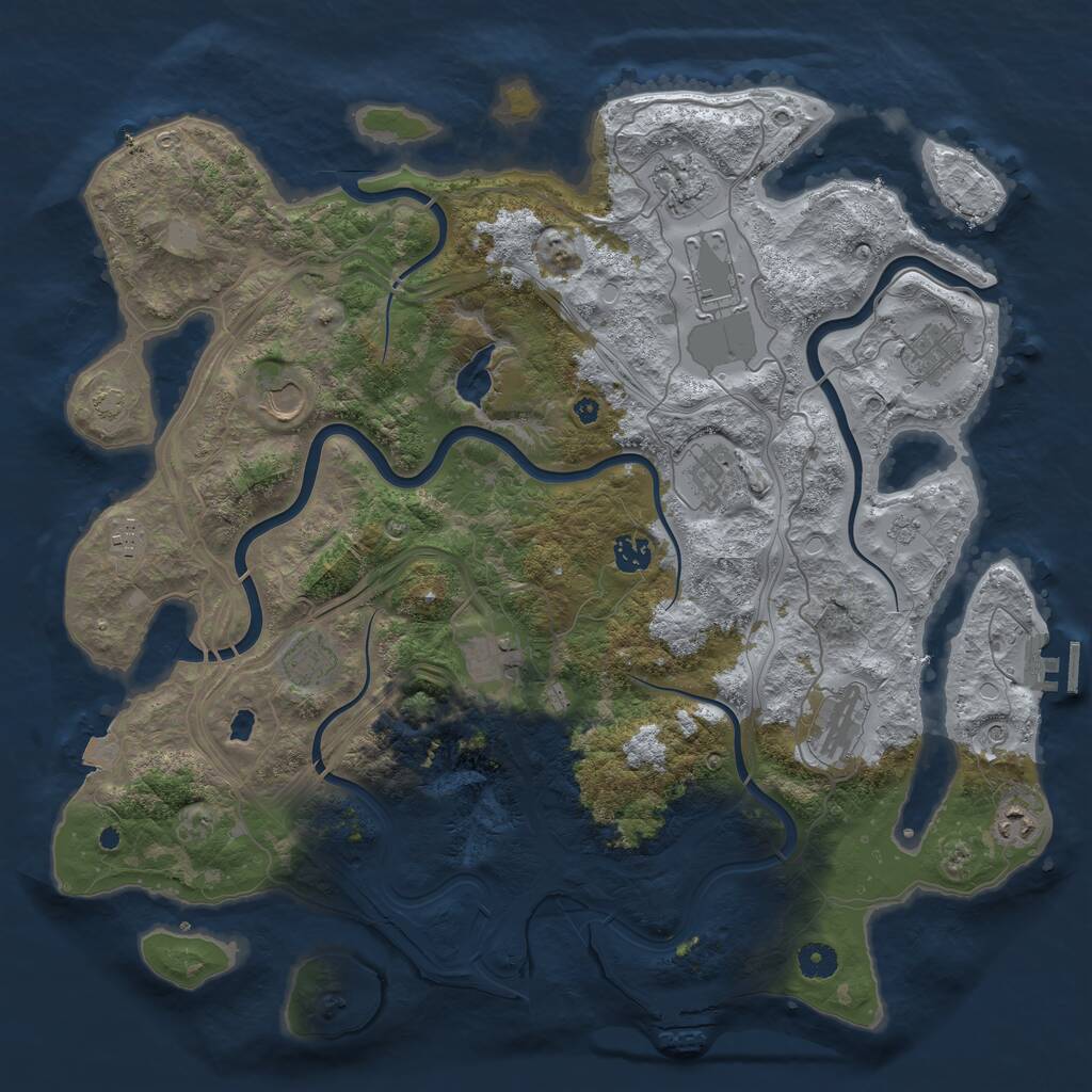 Rust Map: Procedural Map, Size: 4300, Seed: 1470632938, 17 Monuments