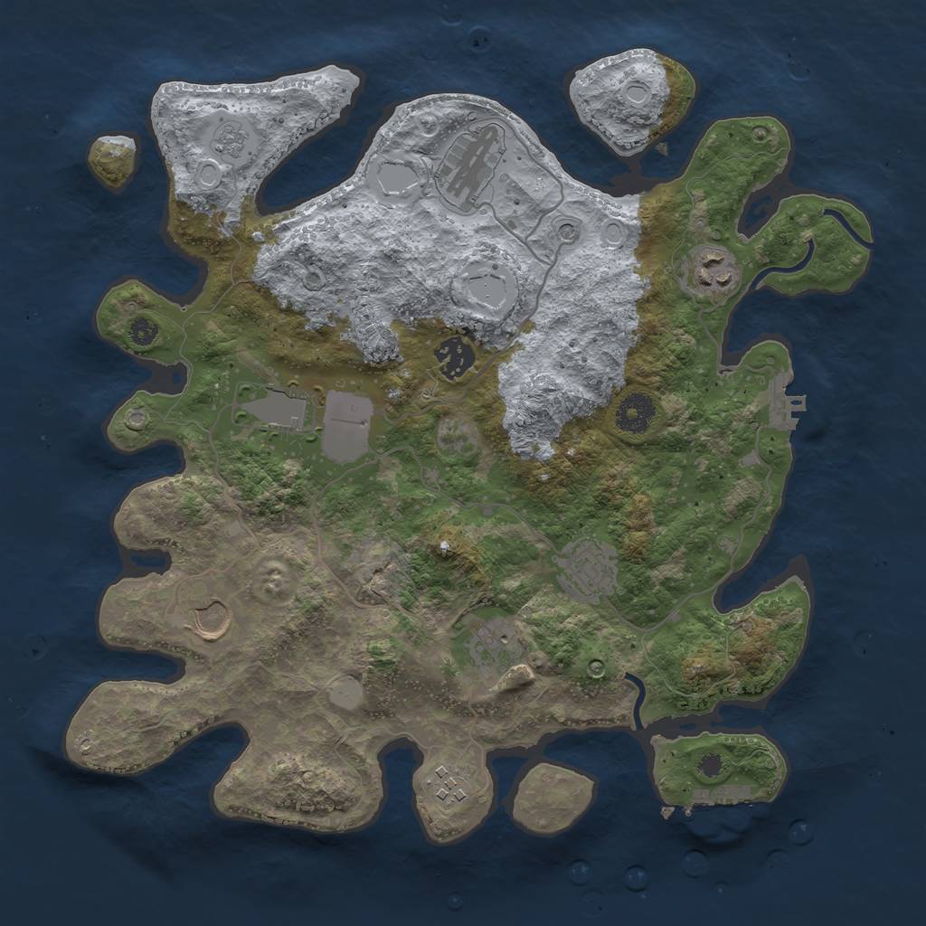 Rust Map: Procedural Map, Size: 3500, Seed: 402014519, 17 Monuments