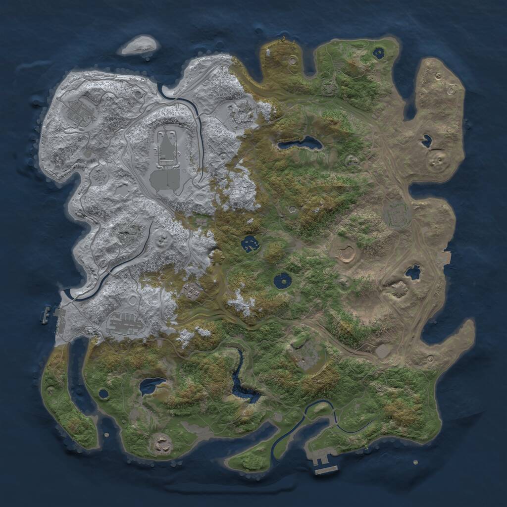 Rust Map: Procedural Map, Size: 4500, Seed: 90222, 16 Monuments