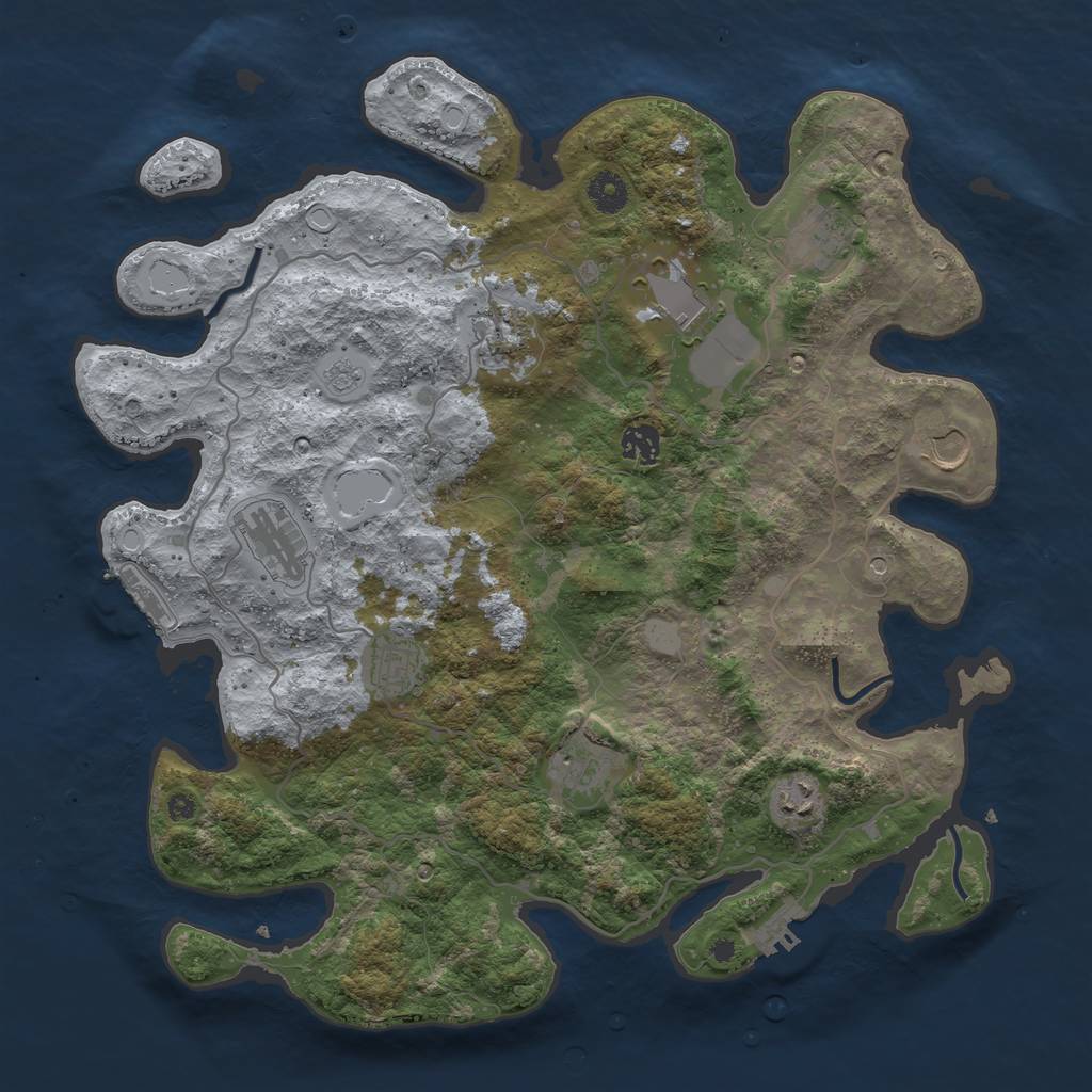 Rust Map: Procedural Map, Size: 4000, Seed: 25565, 18 Monuments