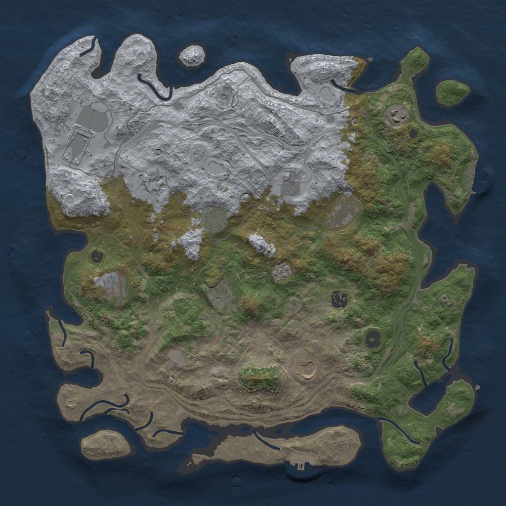 Rust Map: Procedural Map, Size: 4500, Seed: 1417225867, 20 Monuments